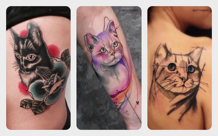 Water Color Cat Tattoo
