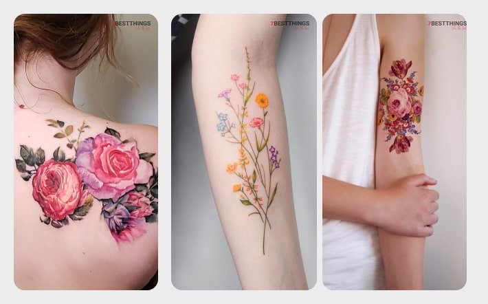 Water Color Flower Tattoo 