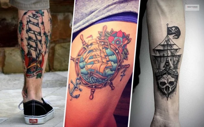 Creative Ship Tattoos For Legs   