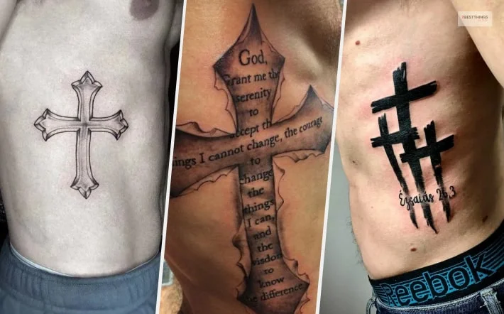 Rib Cross Tattoo For Men  