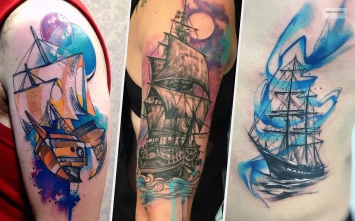 Watercolor Ship Tattoos